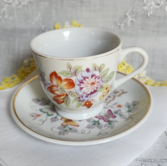 Vintage Dining Vintage Floral Tea Cup And Saucer With Many Colors